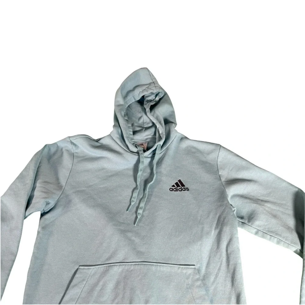 Adidas Essentials Hoodie Sweatshirt Solid Blue Men's Adult Size Small